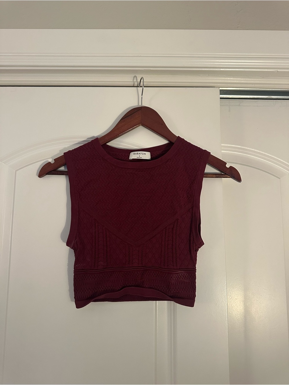 Aritzia Wine Textured Knit Crop Tank